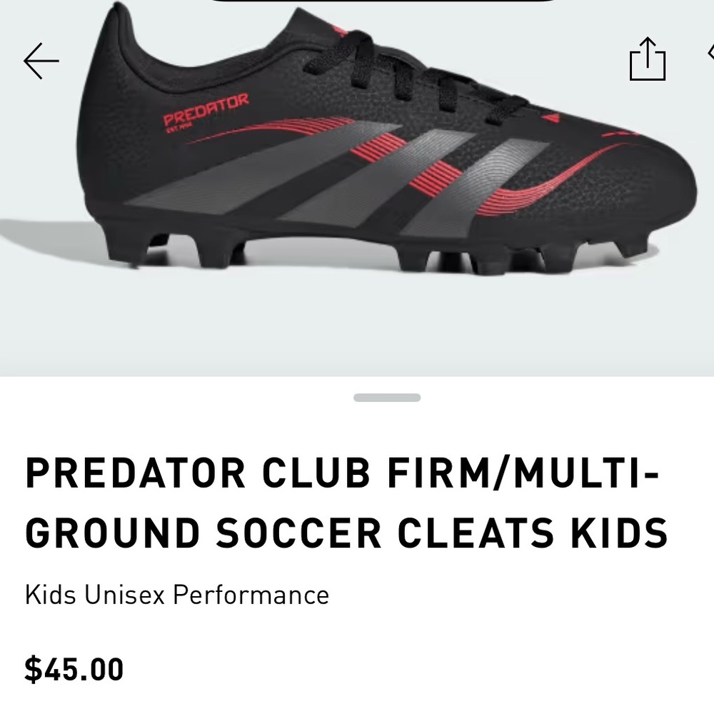 Adidas Predator Black and Red Soccer Cleats